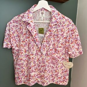 Pop Floral Cropped Summer Blouse